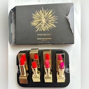 Yves Saint Laurent YSL Mini Rouge Pur Couture Lipstick 4pc Set New In Box(badbox